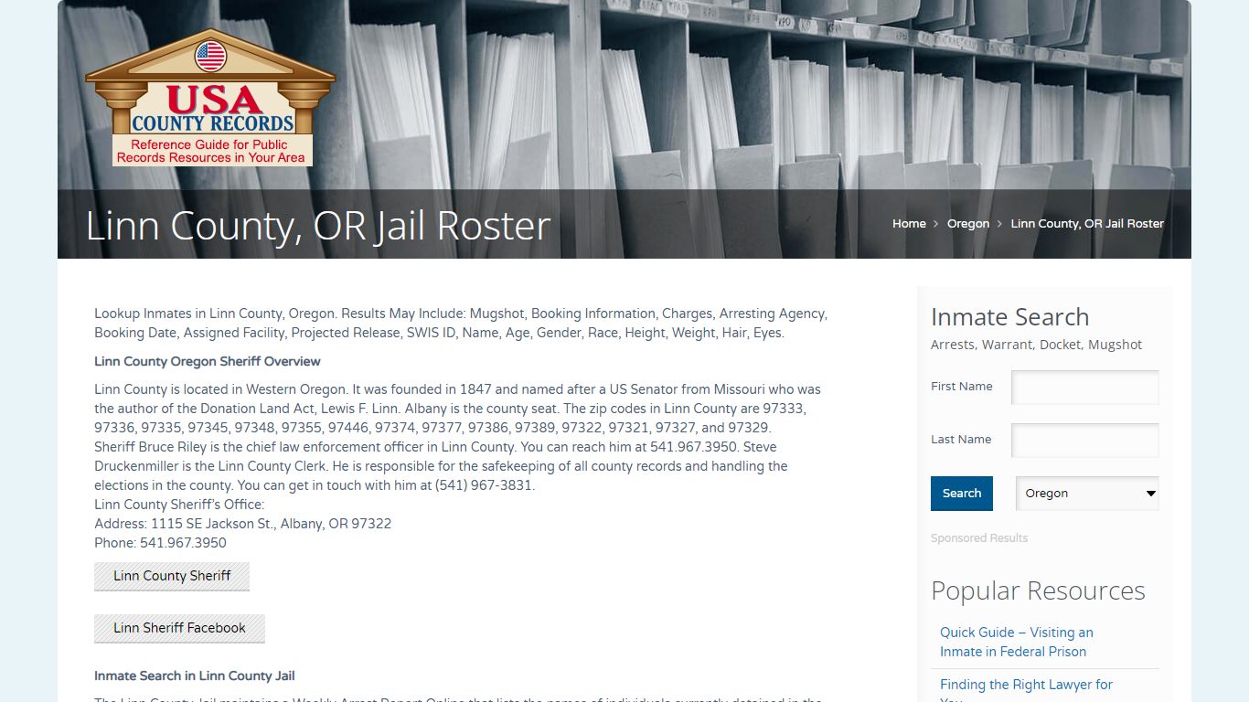 Linn County, OR Jail Roster | Name Search